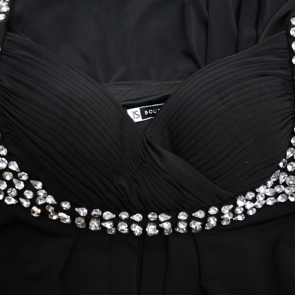 JS Boutique Women's 8 Black Rhinestone Embellished Evening Gown - Picture 7 of 11